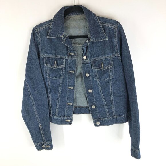 The Classic Members Womens Denim Jacket Retro Trucker Dark Wash Cotton 38 US M - Picture 1 of 5